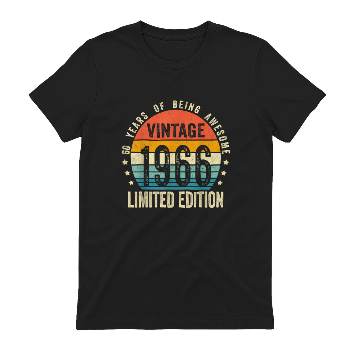 Vintage Sixtieth Birthday Gift T-Shirt in Black - back view