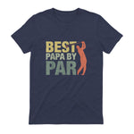 Funny Best Papa By Par Father's Day Golf Gift Grandpa in Heather Navy - back view