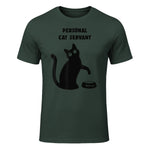 Personal Cat Servant Shirt Funny Black Cat Lover Gift in Forest Green - front view
