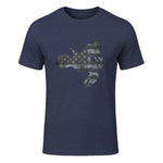 Dirt Bike American Flag T-Shirt Motocross Enduro Shirt T-Shirt in Heather Navy - front view