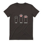 Introvert Cat Animal Rescue Pet Lover Apparel Rock Paper Scissors Hand Game Cute Paw Funny Cat T-Shirt in Dark Chocolate - back view