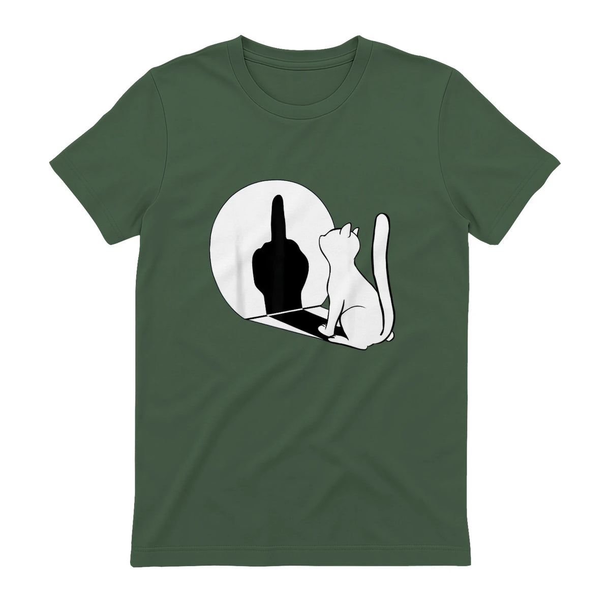 Chat Majeur drôle avec Doigt d'honneur in Military Green - back view