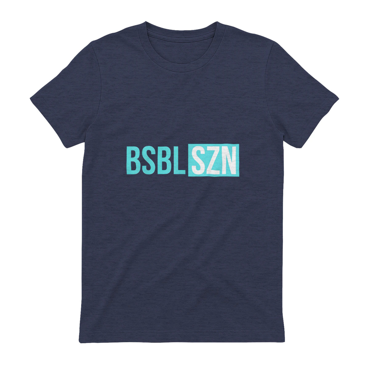 BSBL SZN Baseball Season Game Day Boys Girls Youth T-Shirt in Heather Navy - back view