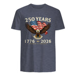 Patriotic Eagle Independence Anniversary T-Shirt in Heather Navy - back view