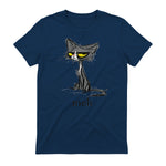 Funny Meh Cat Gift for Cat Lovers in Navy - back view