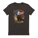 Patriotic Eagle Liberty Bell Anniversary T-Shirt in Dark Chocolate - back view