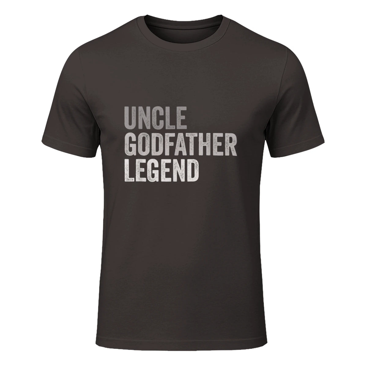 Funny Uncle Godparent Hero Message Uncle Godfather Legend For A Favorite Uncle Family Baptism T-Shirt - Black, Sm in Dark Chocolate - front view