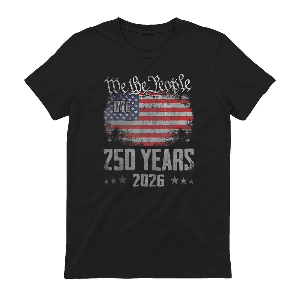 Vintage Anniversary Fourth of July Birthday T-Shirt in Black - back view