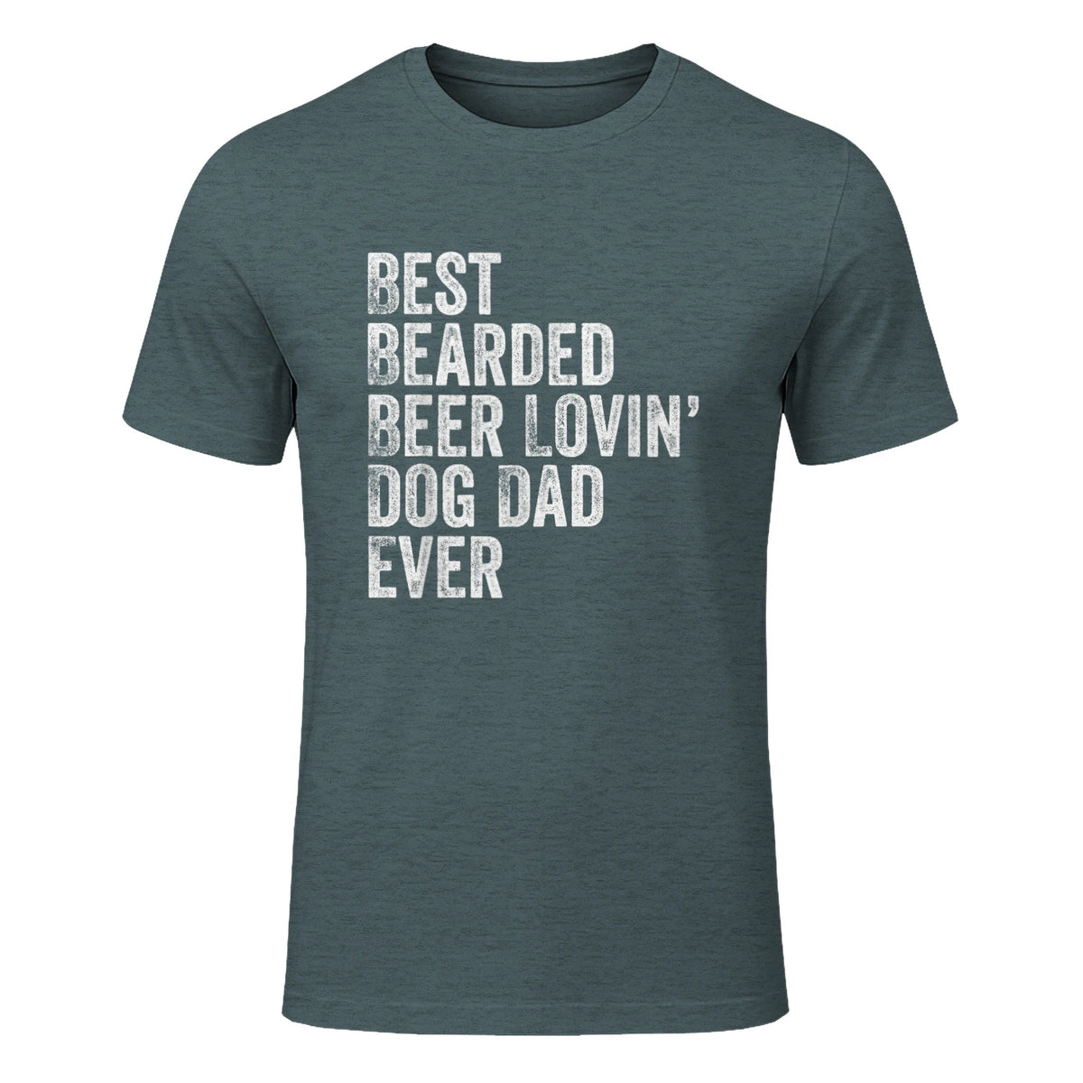 Best Bearded Beer Lovin Dog Dad T-Shirt Pet Lover Owner Gift in Dark Heather - front view