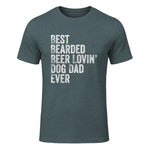 Best Bearded Beer Lovin Dog Dad T-Shirt Pet Lover Owner Gift in Dark Heather - front view