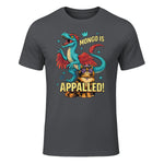 Retro Mongo is Appalled Princess Cat Riding Dinosaur Womens T-Shirt in Charcoal - front view