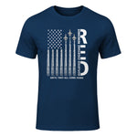 Remember Everyone Deployed RED Friday Military American Flag T-Shirt in Navy - front view