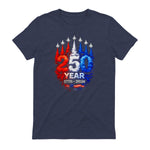American Patriotic Fourth of July Anniversary T-Shirt in Heather Navy - back view
