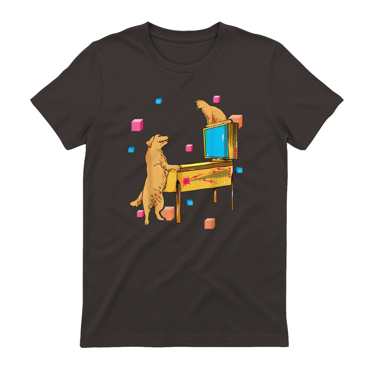 Flipper Wiz chien chat jouant au flipper in Dark Chocolate - back view