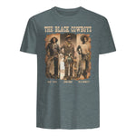 Black Cowboy Western Rodeo Melanin Black History Texas Men T-Shirt in Dark Heather - back view