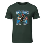 Eagle and Flag Anniversary Birthday T-Shirt in Forest Green - front view