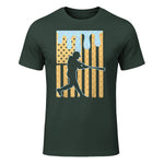 Baseball Drip Boys Dripping Ice Cream Baseball American Flag T-Shirt in Forest Green - front view