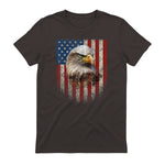 American Flag Bald Eagle Patriotic Red White Blue T-Shirt in Dark Chocolate - back view