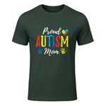 Proud Mom Autism Awareness Family Matching Shirt in Forest Green - front view