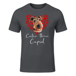 AIREDALE TERRIER Cuter Than Cupid Disant Saint Valentin in Charcoal - front view
