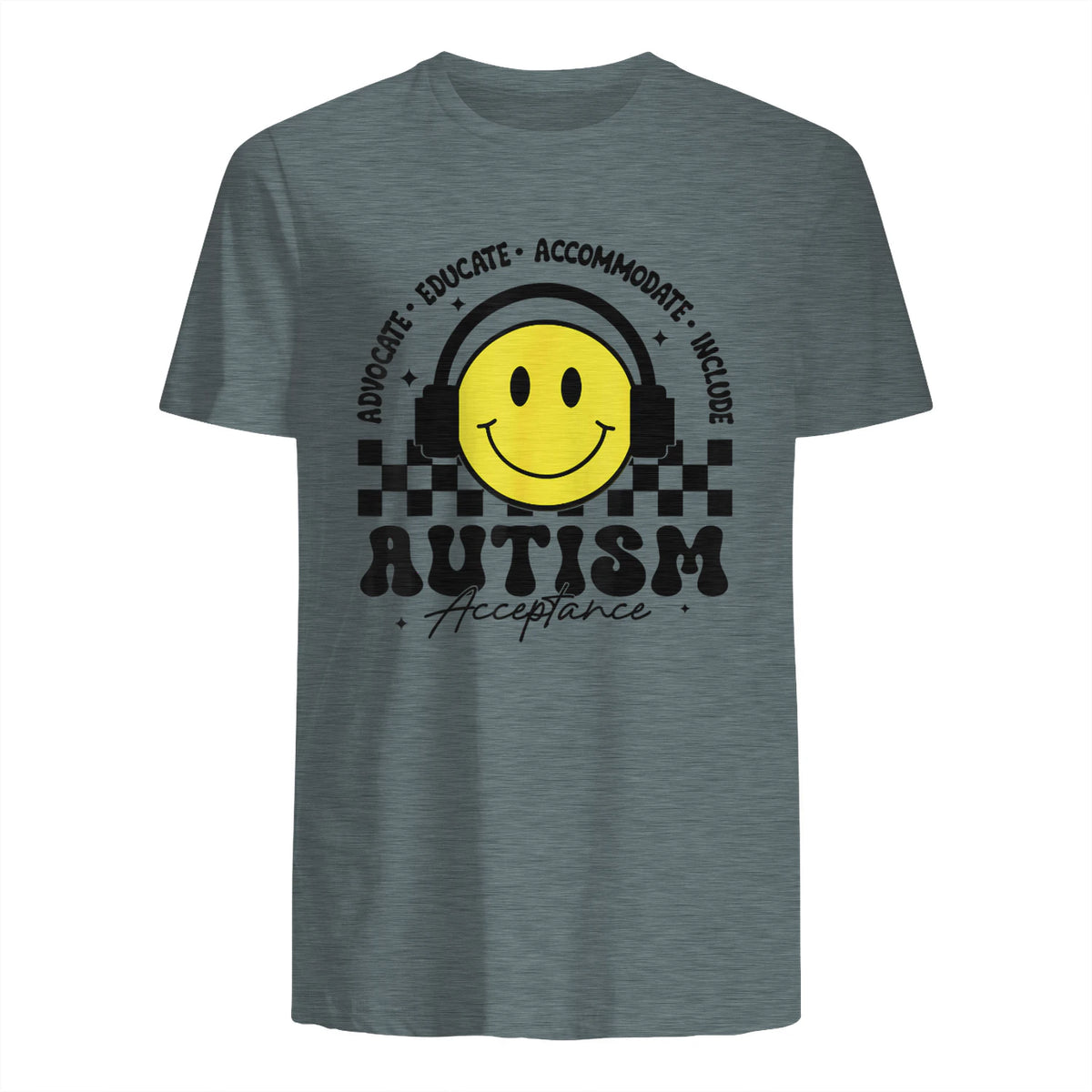 Autism Awareness Acceptance Special Education Teacher Kids in Dark Heather - back view