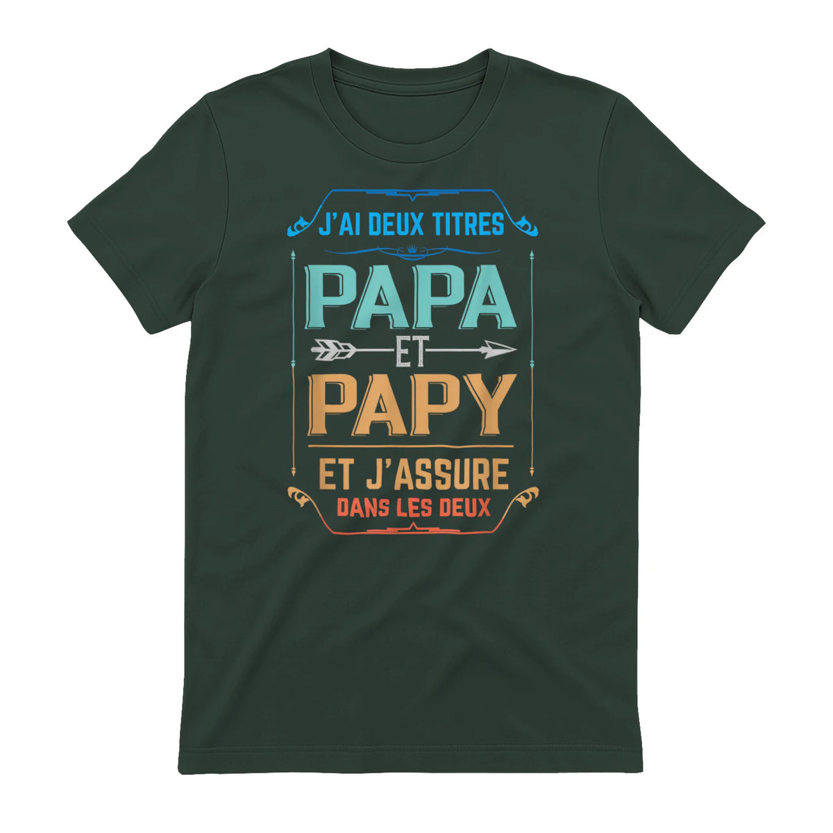 Deux Papa J'Ai et Papy Titres Grand Père in Forest Green - back view
