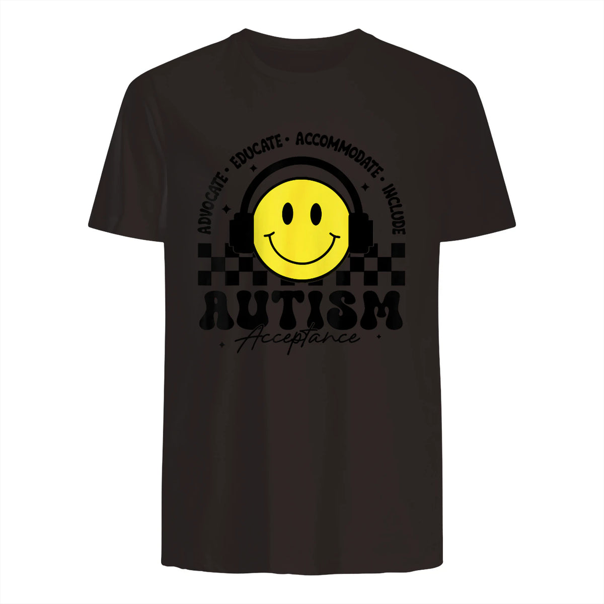 Autism Awareness Acceptance Special Education Teacher Kids in Dark Chocolate - back view