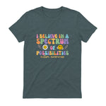 I Believe in A Spectrum of Possibilities Autism Awareness in Dark Heather - back view
