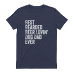 Best Bearded Beer Lovin Dog Dad T-Shirt Pet Lover Owner Gift in Heather Navy - back view