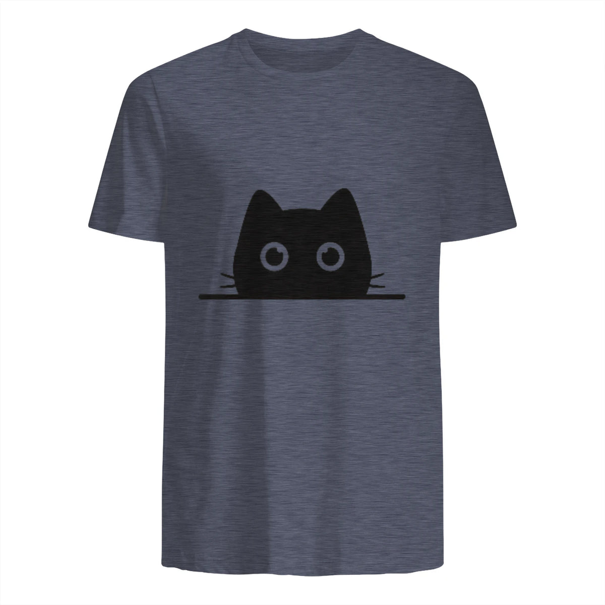 Chemise avec motif de chat dans une poche pour enfants, femmes, hommes, amoureux des chats in Heather Navy - back view