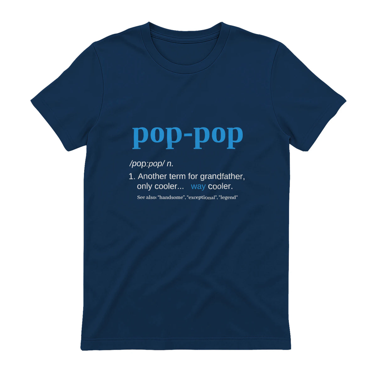 Pop Pop Gifts Grandpa Fathers Day in Navy - back view