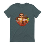 Kawaii Cute Anime Sloth Otaku Japanese Ramen Noodles in Dark Heather - back view