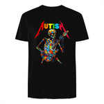 Autism Skeleton Guitar Player Rock Music Autism Awareness in Black - back view