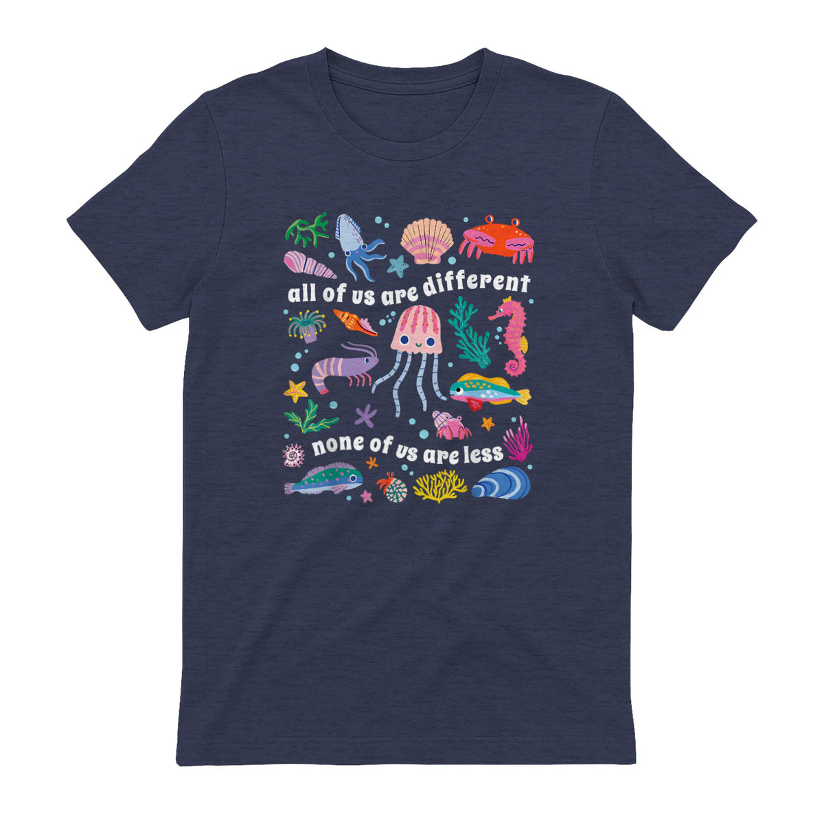 All of Us are Different None of Us are Less Autism Awareness in Heather Navy - back view