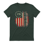 USA Patriotic Fourth of July America T-Shirt in Forest Green - back view