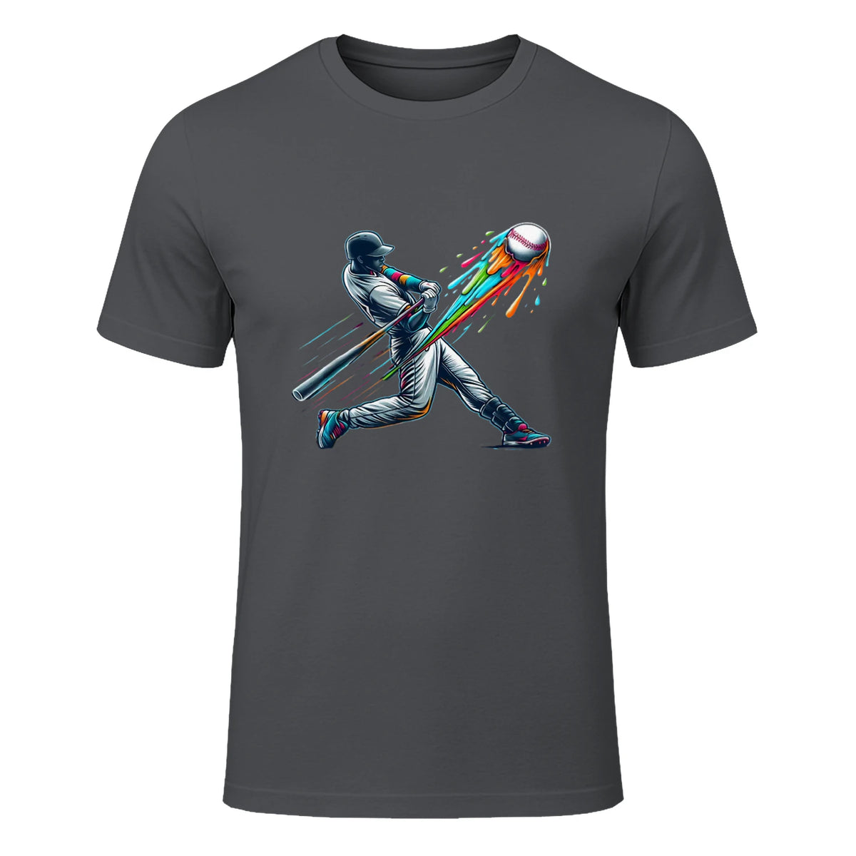 Baseball Player Drip T-Shirt in Charcoal - front view