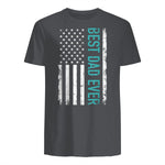 Father's day Best dad ever with US american flag Short Sleeve in Charcoal - back view