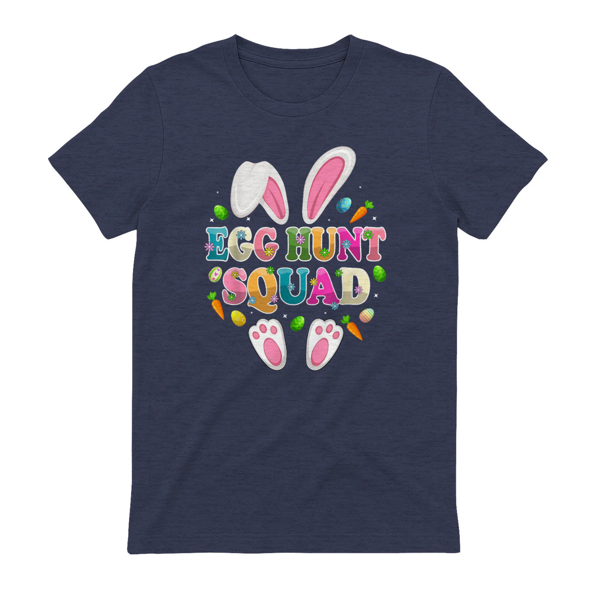 Egg Hunt Squad Bunny Happy Easter Day in Heather Navy - back view