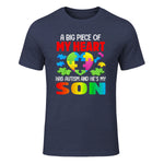 A Big Piece of My Heart Has Autism and He's My Son in Heather Navy - front view