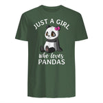 Cute Panda Kawaii Just A Girl Who Loves Pandas Girls in Military Green - back view