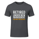Funny Retirement Party Men's T-Shirt - Dad Humor, Classic Fit, Short Sleeve - Black in Charcoal - front view