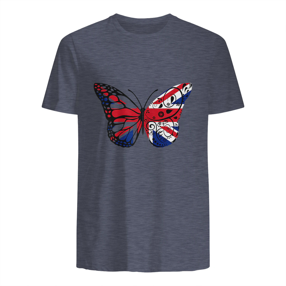 Union Jack Butterfly Butterflies Flag Wings British UK Flag in Heather Navy - back view