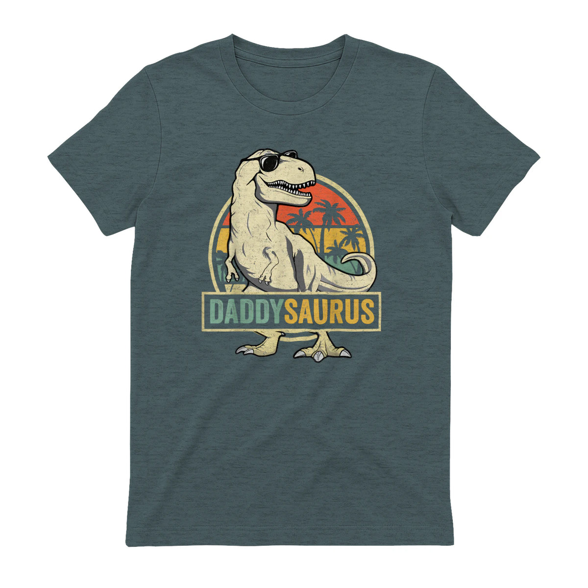 Daddysaurus T Rex Dinosaur Daddy Saurus Family Matching in Dark Heather - back view