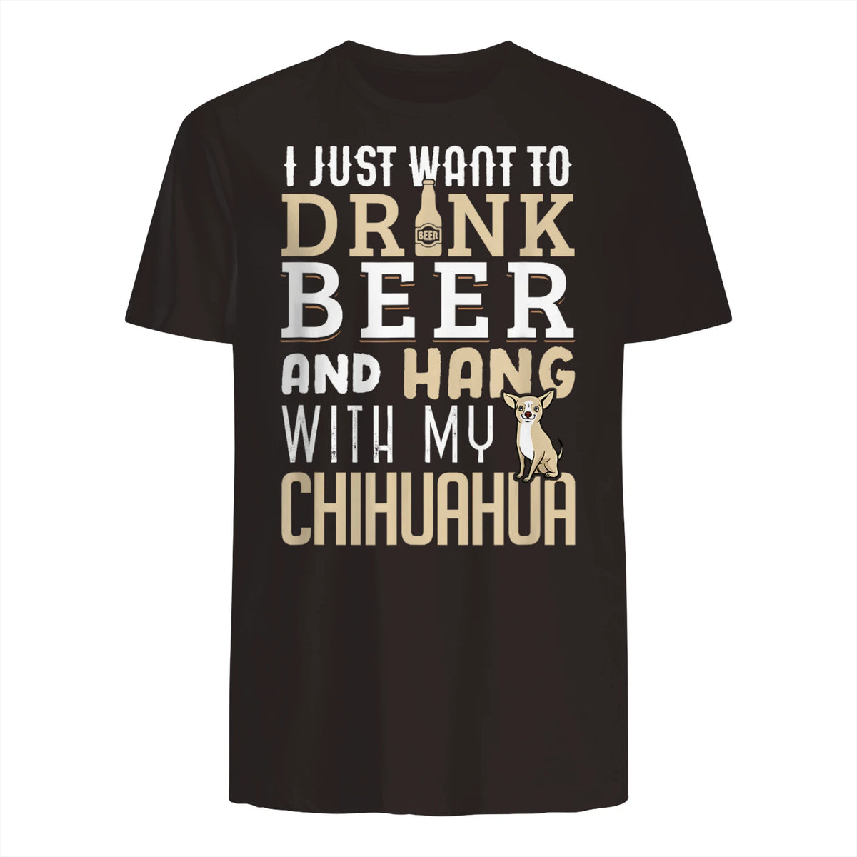 Drôle fête des pères amoureux des chiens Chihuahua Papa Shirt in Dark Chocolate - back view