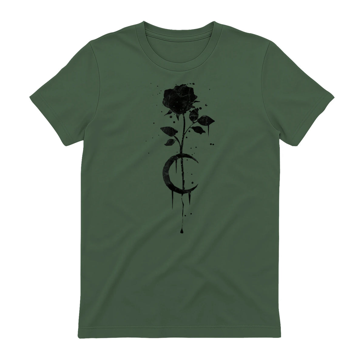 Occult Vintage Moon Rose Witchcraft Okkult Hexe Gothic in Military Green - back view