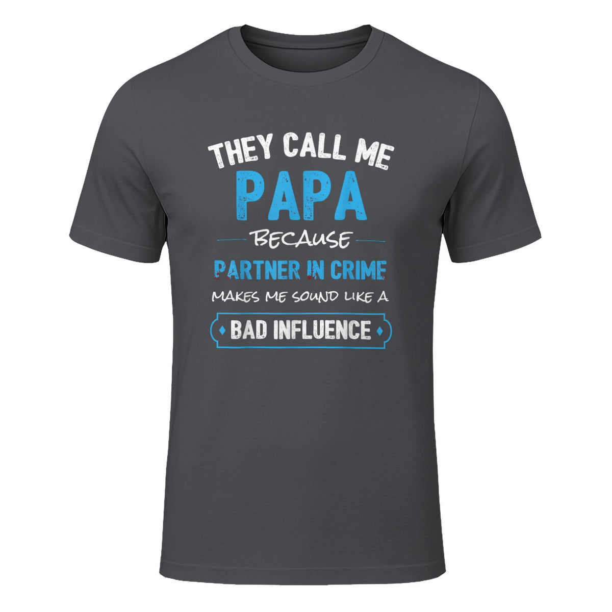 Funny Grandpa Papa Partner in Crime Dad in Charcoal - front view