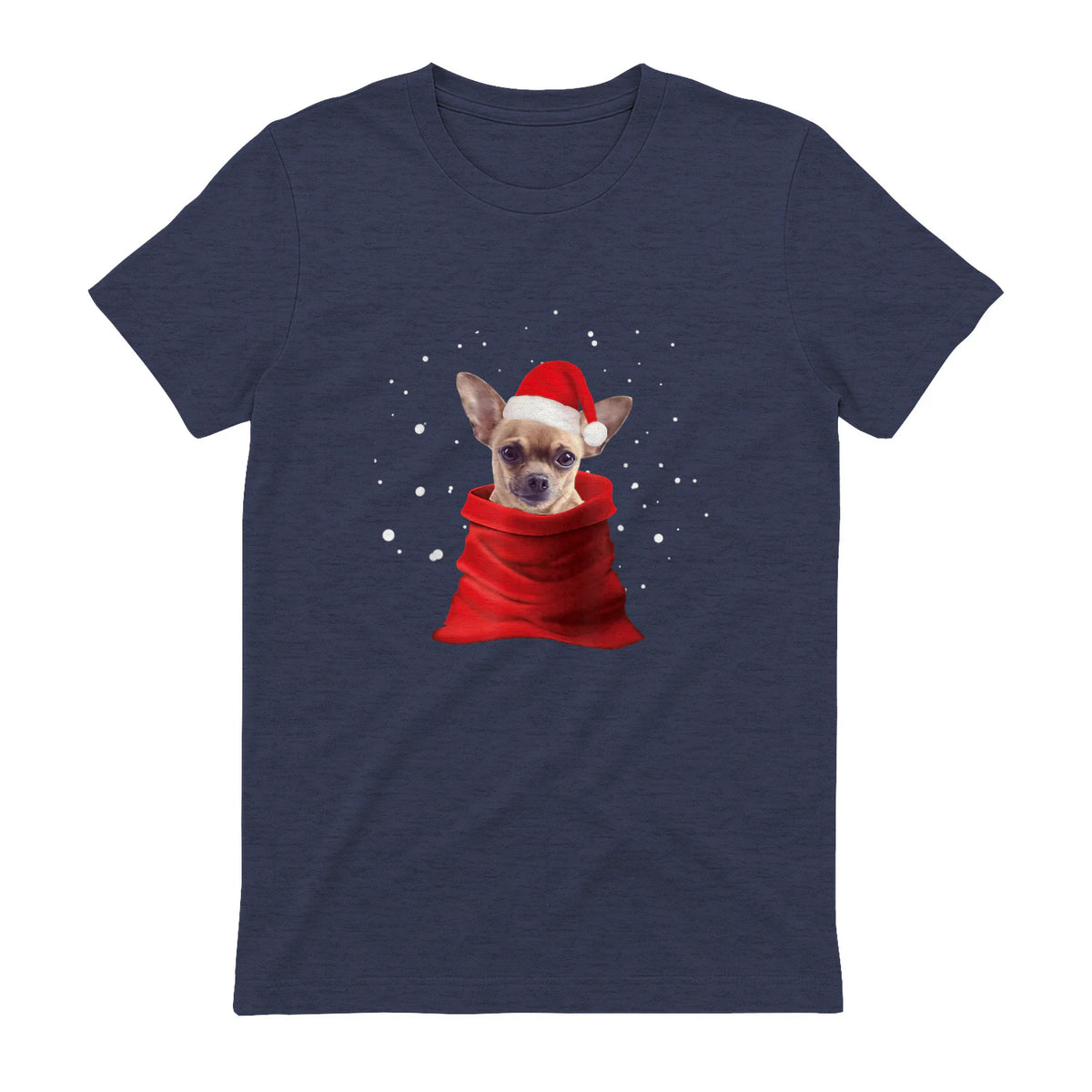 Chihuahua Motif de Noël - Mignon Mignon Xmas Neige Chiwawa in Heather Navy - back view