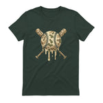 Baseball Drip Camo Baseball Bats Boys Sports Cool Game Day T-Shirt in Forest Green - back view