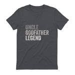 Funny Uncle Godparent Hero Message Uncle Godfather Legend For A Favorite Uncle Family Baptism T-Shirt - Black, Sm in Charcoal - back view
