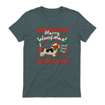 Basset Hound Chemise de Noël Merry Woofmas Père Noël Chien in Dark Heather - back view